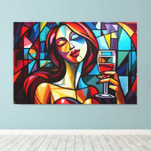 Abstraktes Gemälde von Weinliebhabern auf Leinwand (Insitu (Holzboden))