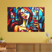 Abstraktes Gemälde von Weinliebhabern auf Leinwand (Insitu (Wohnzimmer))