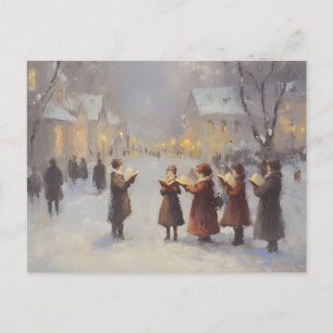 Abstraktes Gemälde Weihnachtsliedsänger Postkarte