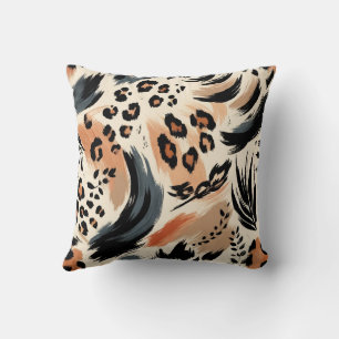 Abstraktes Gemaltes Exotisches Tierprint Leopard  Kissen