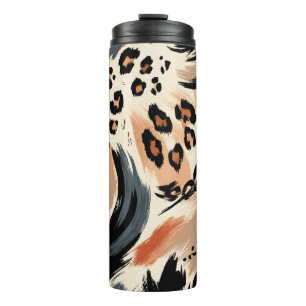 Abstraktes Gemaltes Exotisches Tierprint-Leopard Thermosbecher