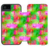 Abstraktes gemaltes Gelb des Sonnenlichts, rosa Incipio iPhone Geldbeutel-Hülle (Folio Geöffnet)