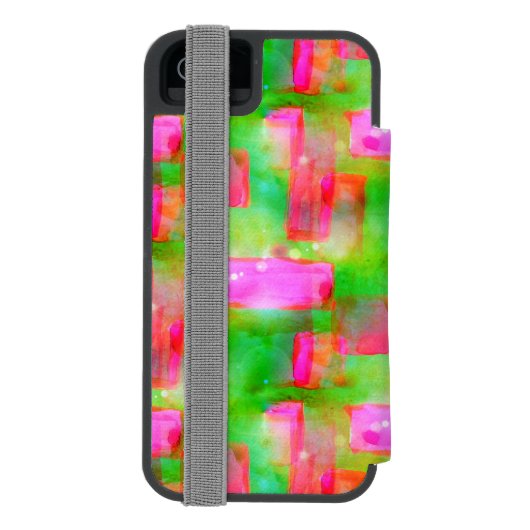 Abstraktes gemaltes Gelb des Sonnenlichts, rosa Incipio iPhone Geldbeutel-Hülle (Folio Rückseite)