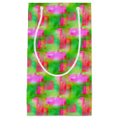 Abstraktes gemaltes Gelb des Sonnenlichts, rosa Kleine Geschenktüte (Vorderseite)