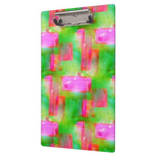 Abstraktes gemaltes Gelb des Sonnenlichts, rosa Klemmbrett (Links)