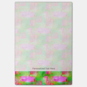 Abstraktes gemaltes Gelb des Sonnenlichts, rosa Post-it Klebezettel