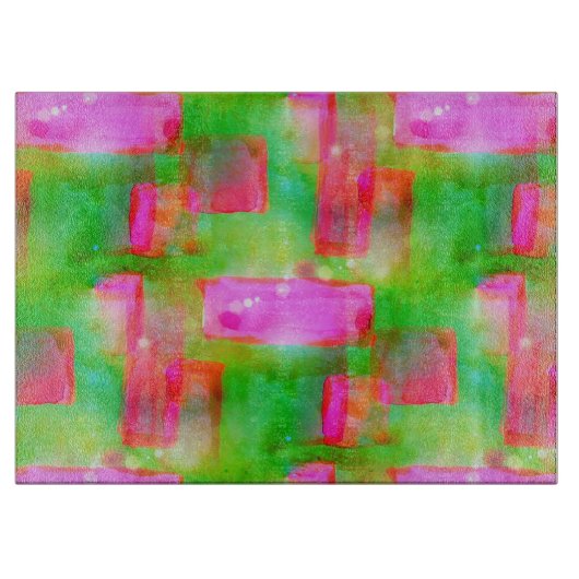 Abstraktes gemaltes Gelb des Sonnenlichts, rosa Schneidebrett (Vorderseite)