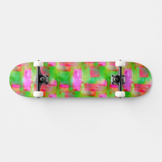 Abstraktes gemaltes Gelb des Sonnenlichts, rosa Skateboard (Horizontal)