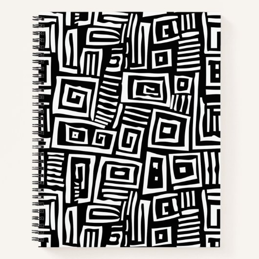 Abstraktes Gemustertes SpiralNotebook in Schwarz/W Notizblock (Vorderseite)