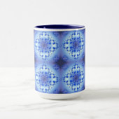 Abstraktes geometrisch blaues Muster Tasse (Zentrum)