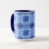 Abstraktes geometrisch blaues Muster Tasse (Vorderseite Links)