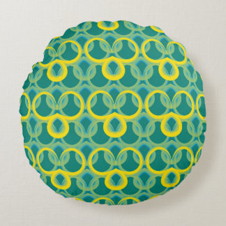 Abstraktes geometrisch-gelbes Muster Rundes Kissen