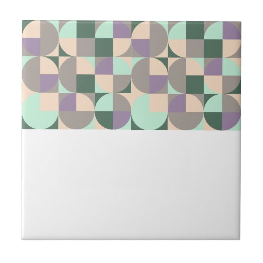 Abstraktes geometrisch grünes Lavendelbeige Fliese (Vorderseite)