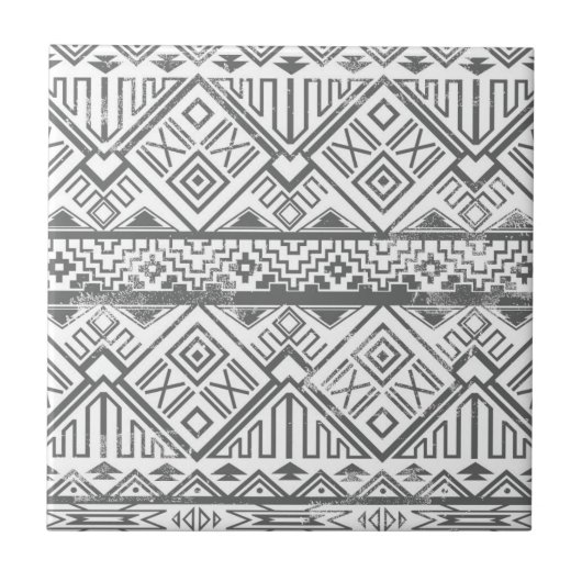 Abstraktes geometrisches Aztekenmuster 2 Fliese (Vorderseite)