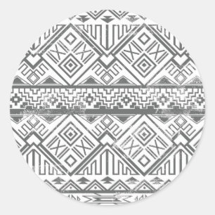 Abstraktes geometrisches Aztekenmuster 2 Runder Aufkleber