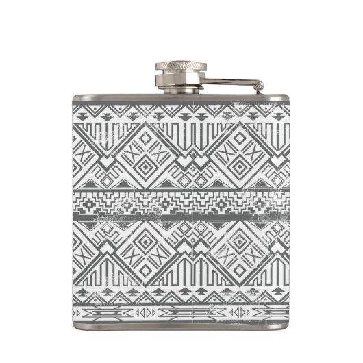 Abstraktes geometrisches aztekisches Muster 2 Flachmann (Rückseite)