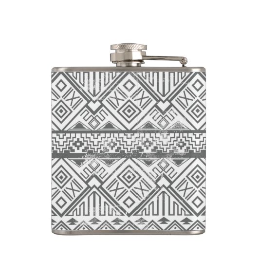 Abstraktes geometrisches aztekisches Muster 2 Flachmann (Rückseite)