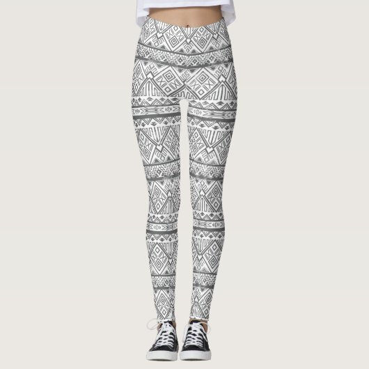 Abstraktes geometrisches aztekisches Muster 2 Leggings (Vorderseite)