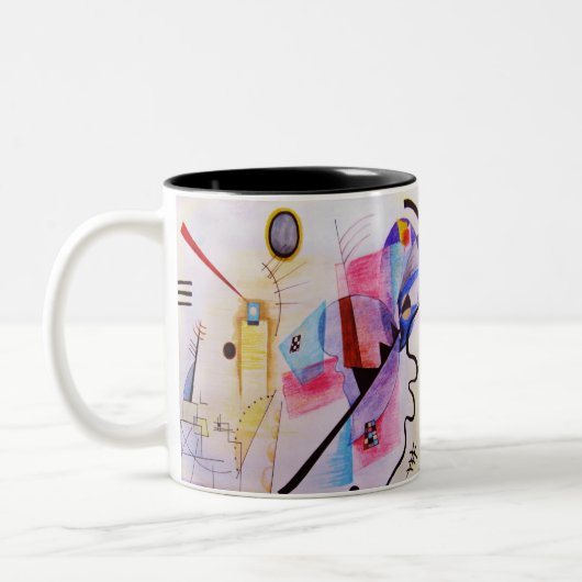 Abstraktes geometrisches Blau Rosa Zweifarbige Tasse (Links)