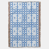 Abstraktes geometrisches Blau- und Weißmuster Decke (Vorderseite Vertikal)