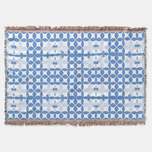 Abstraktes geometrisches Blau- und Weißmuster Decke (Vorderseite)