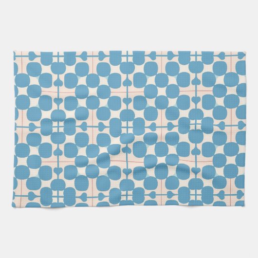 Abstraktes geometrisches Blau- und Weißmuster Geschirrtuch (Horizontal)