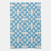 Abstraktes geometrisches Blau- und Weißmuster Geschirrtuch (Vertikal)
