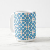 Abstraktes geometrisches Blau- und Weißmuster Kaffeetasse (Vorderseite Links)