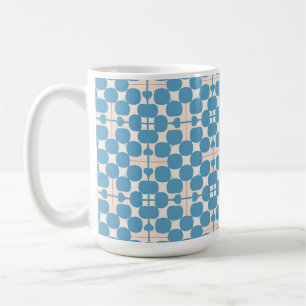 Abstraktes geometrisches Blau- und Weißmuster Kaffeetasse