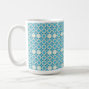 Abstraktes geometrisches blau-weißes Muster Kaffeetasse