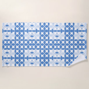 Abstraktes geometrisches blau-weißes Muster Strandtuch