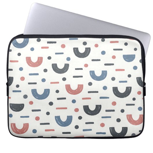 Abstraktes geometrisches Boho-Muster Laptopschutzhülle (Vorderseite)