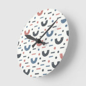 Abstraktes geometrisches Boho-Muster Runde Wanduhr (Winkel)