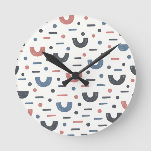 Abstraktes geometrisches Boho-Muster Runde Wanduhr (Vorderseite)