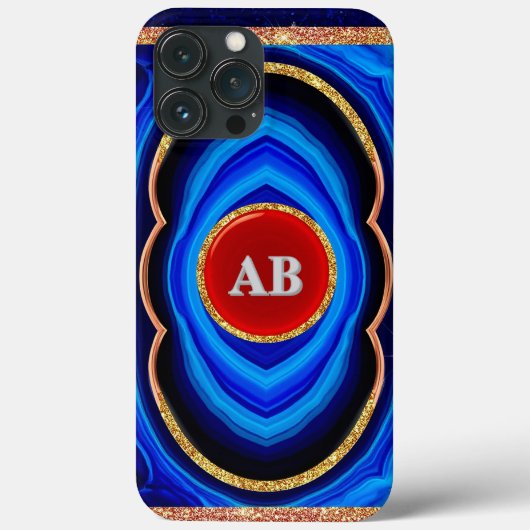 Abstraktes geometrisches Design mit Blau und Gold Case-Mate iPhone Hülle (Rückseite)