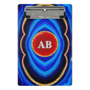 Abstraktes geometrisches Design mit Blau und Gold Mini Klemmbrett
