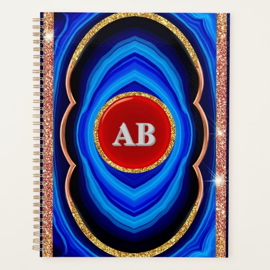 Abstraktes geometrisches Design mit Blau und Gold Planer (Vorderseite)