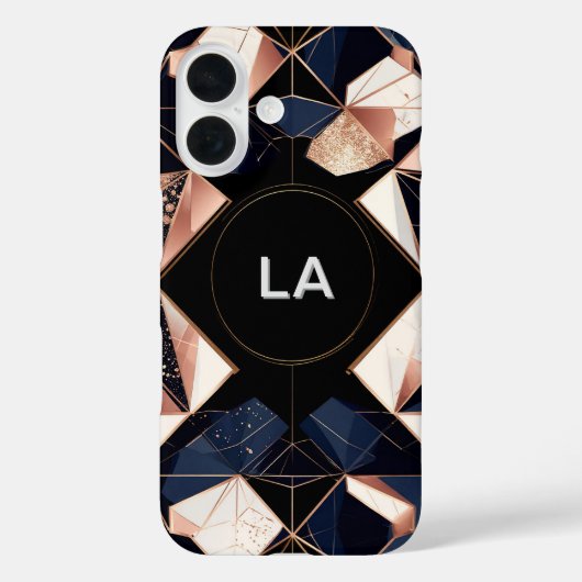Abstraktes geometrisches Design mit Gold-Glitzer Case-Mate iPhone Hülle (Rückseite)