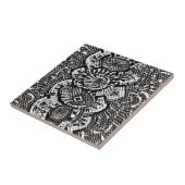 Abstraktes geometrisches Design Schwarz-weiß Fliese (Seite)