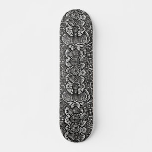 Abstraktes geometrisches Design Schwarz-weiß Skateboard