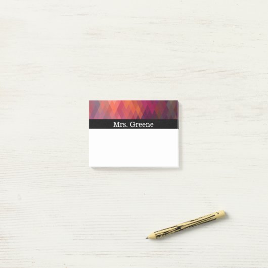 Abstraktes geometrisches Diamantmuster Post-it Klebezettel (Auf Schreibtisch)