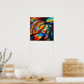 Abstraktes geometrisches Farbglas Poster (Küche)