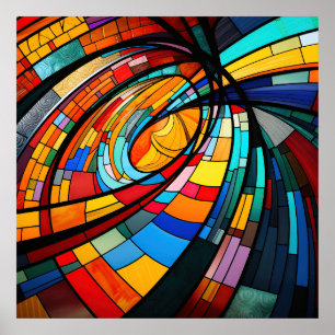 Abstraktes geometrisches Farbglas Poster