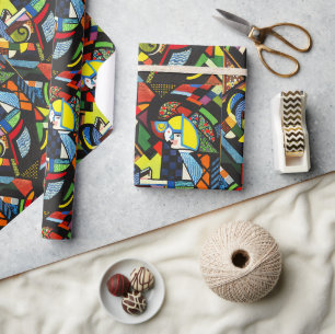 Abstraktes Geometrisches Farbmodernistisches Gemäl Geschenkpapier