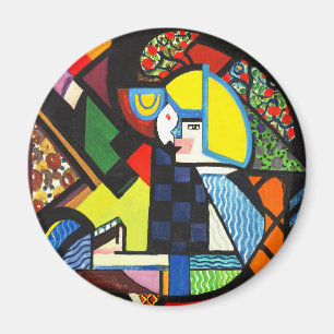 Abstraktes Geometrisches Farbmodernistisches Gemäl Magnet