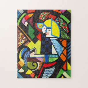Abstraktes Geometrisches Farbmodernistisches Gemäl Puzzle
