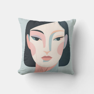 Abstraktes geometrisches Frauenporträt Minimalist Kissen