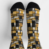 Abstraktes geometrisches Gitter in Mustard & Black Socken (Oben)