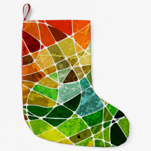 abstraktes geometrisches Grundiermuster, Grunge Kleiner Weihnachtsstrumpf