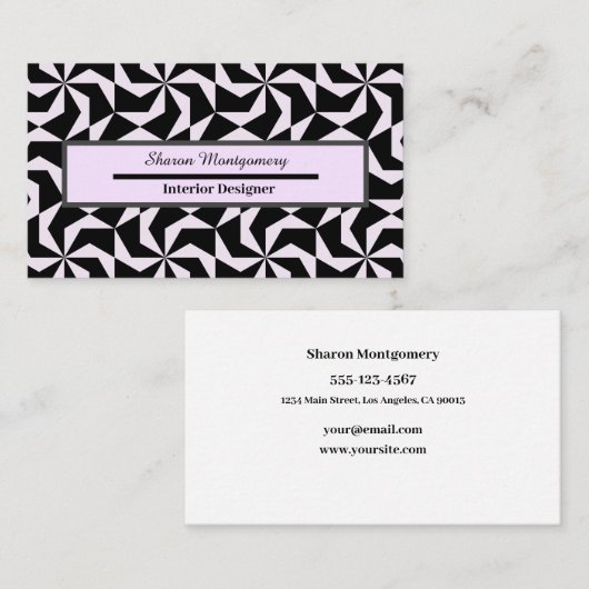 Abstraktes geometrisches Hexagon, schwarz und rosa Visitenkarte (Vorne/Hinten)